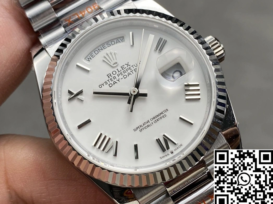 Day Date Steel QF v5 36mm White Dial Rolex M128236-0017 Factory Tungsten 0113